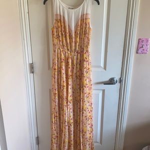 Peach ruffled maxi dress